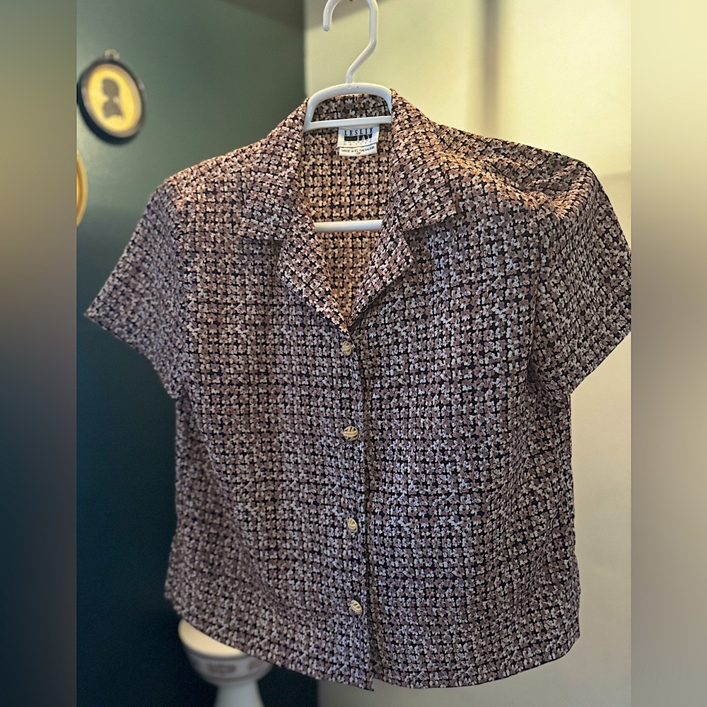 Vintage Leslie Faye Blouse with rattan style buttons